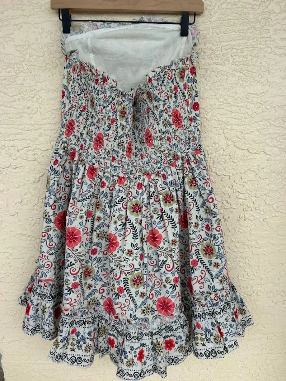Anthropologie Forever That Girl Strapless Mini Dress L Floral Ruffle Boho - Picture 4 of 14